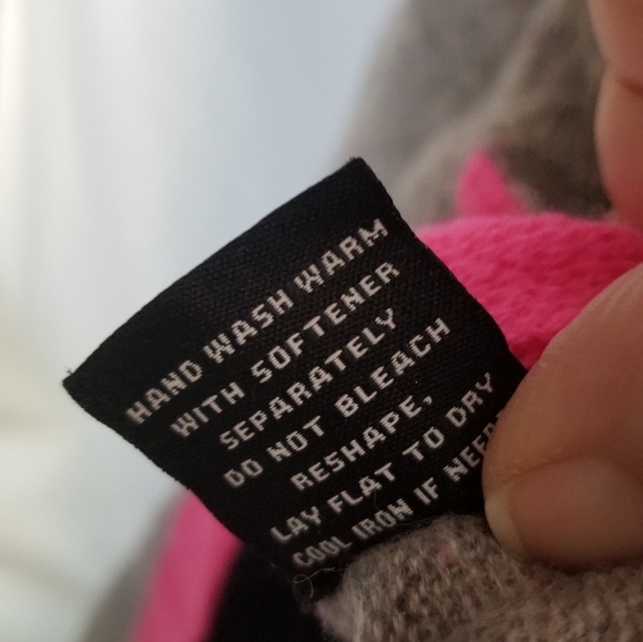 525 America cashmere sweater with side slits round neck Gray and Pink Medium - Picture 8 of 8